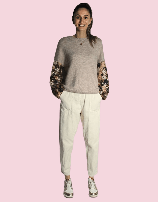 pantalon effet velours - disponible chez Ailes de Rose, boutique à Coursan près de Narbonne