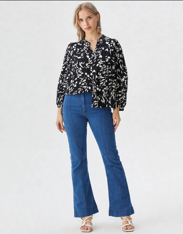 blouse à motif manches 3/4