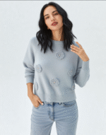 pull fleurs à perles