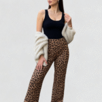 pantalon évasé léopard