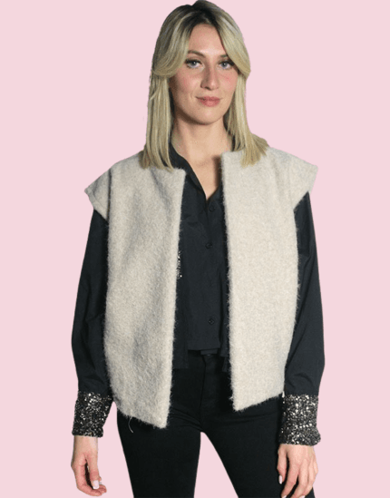 gilet col rond - disponible chez Ailes de Rose, boutique à Coursan près de Narbonne