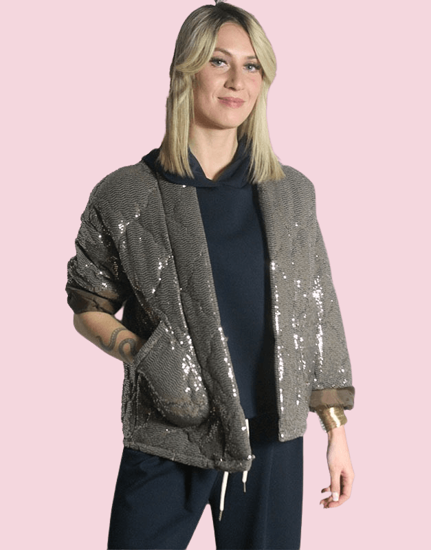 veste à sequins matelassé - disponible chez Ailes de Rose, boutique à Coursan près de Narbonne