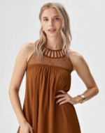 robe marron macramé
