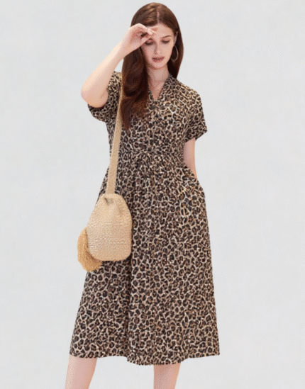 robe portefeuille léopard