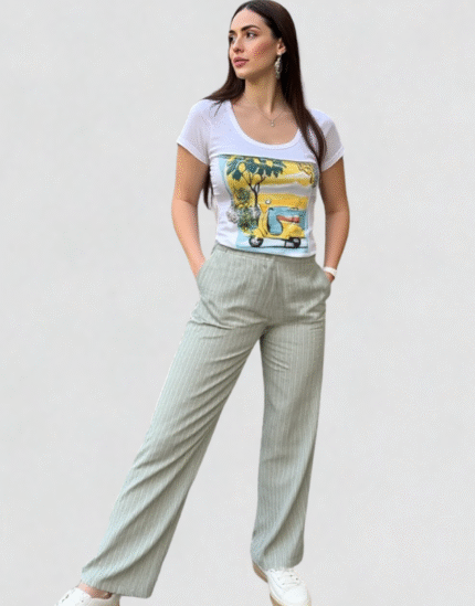 pantalon fluide brillant