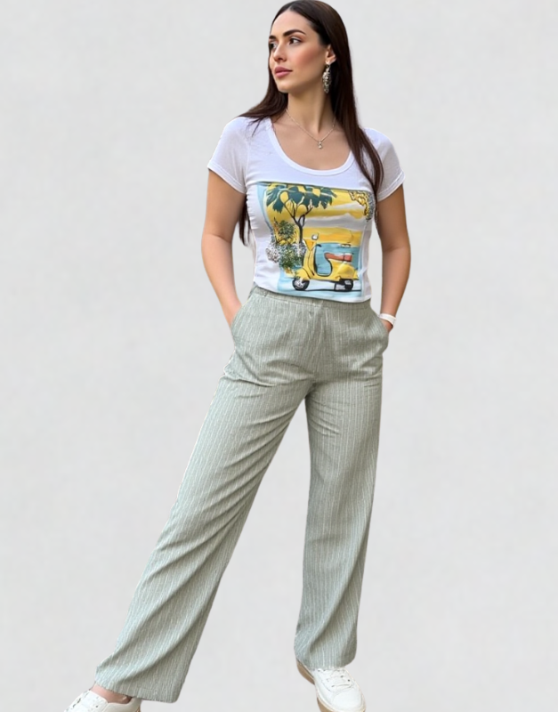 pantalon fluide brillant