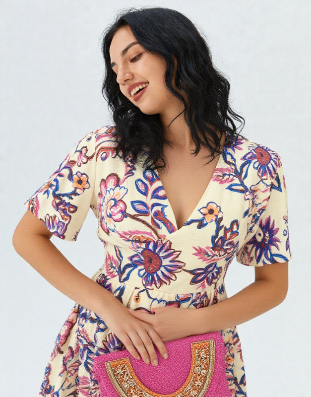 robe courte fleurie