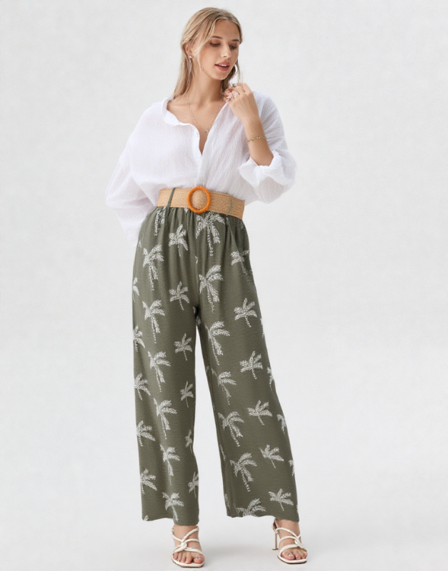 pantalon fluide palmiers