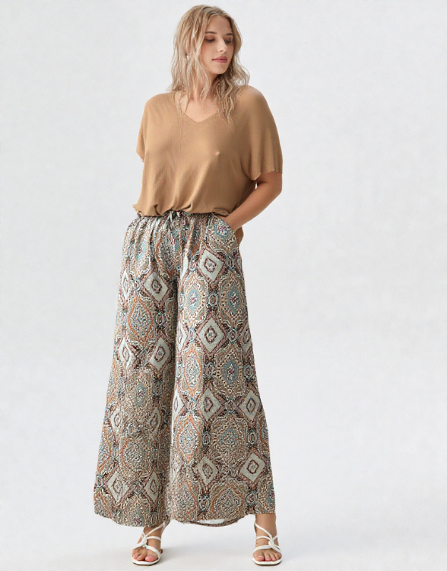 pantalon fluide à motifs