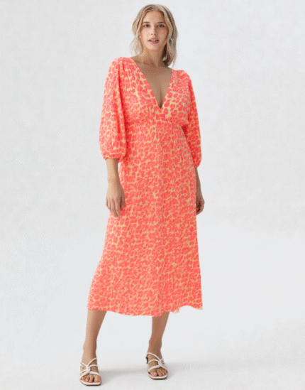 Robe longue léopard fluo