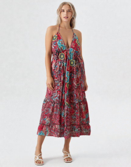 robe dos nu à motifs