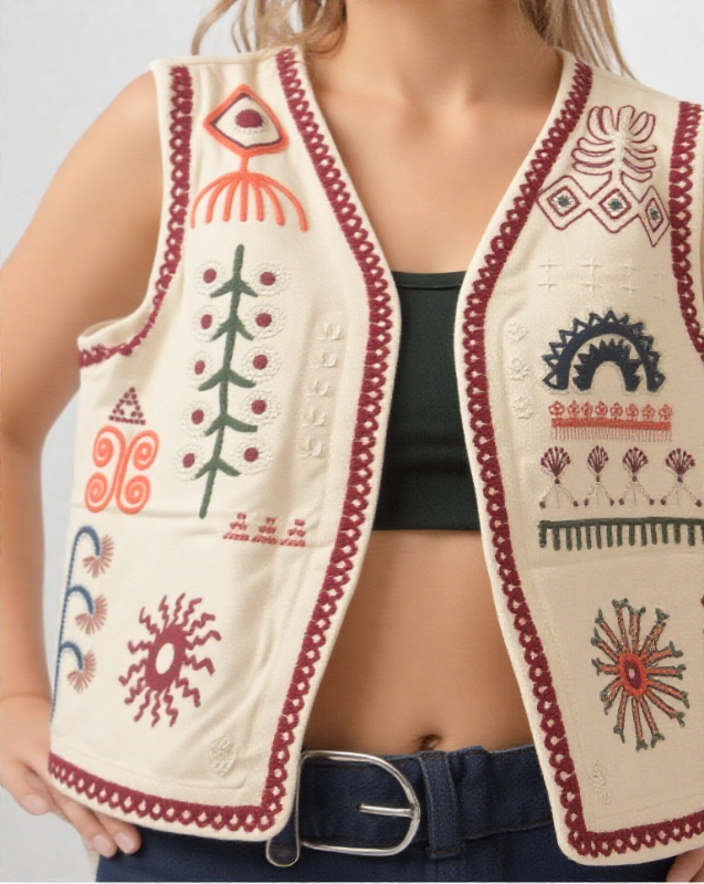 gilet brodé sans manches