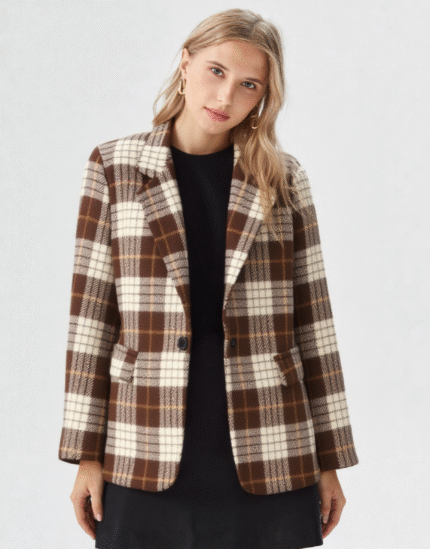 blazer carreaux chocolat