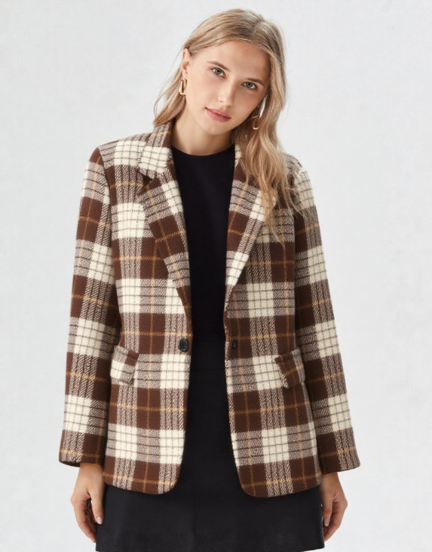 blazer carreaux chocolat