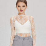 top dentelle manches longues