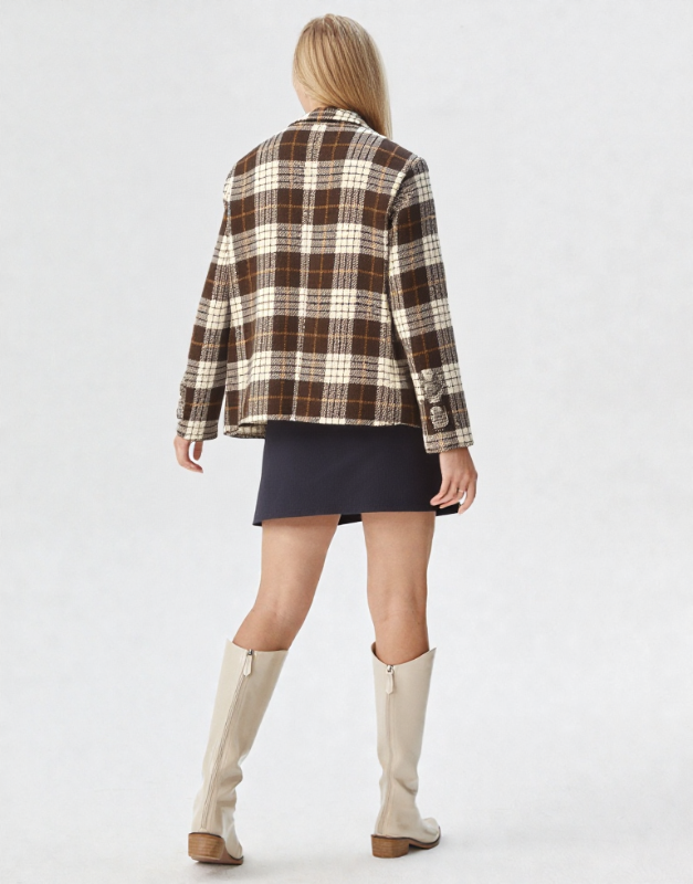 blazer carreaux chocolat