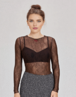 top dentelle manches longues