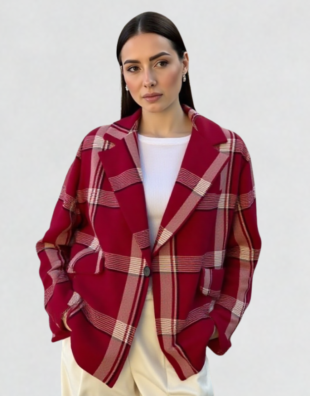 blazer carreaux bordeaux