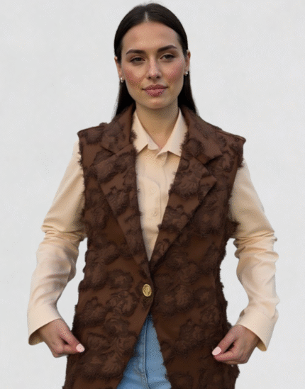 blazer sans manches texturé