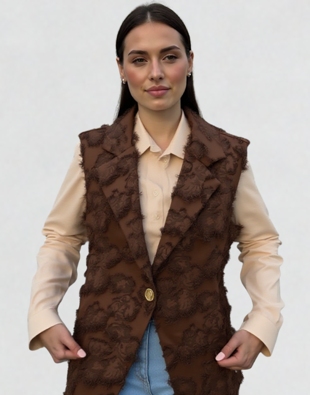 blazer sans manches texturé