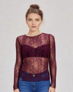top dentelle manches longues