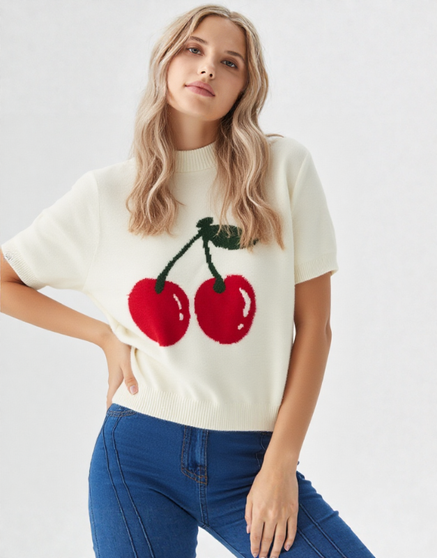 pull cerise sans manches