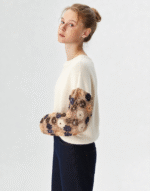 pull fleurs sequins manches longues
