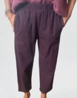 pantalon bordeaux à rayures