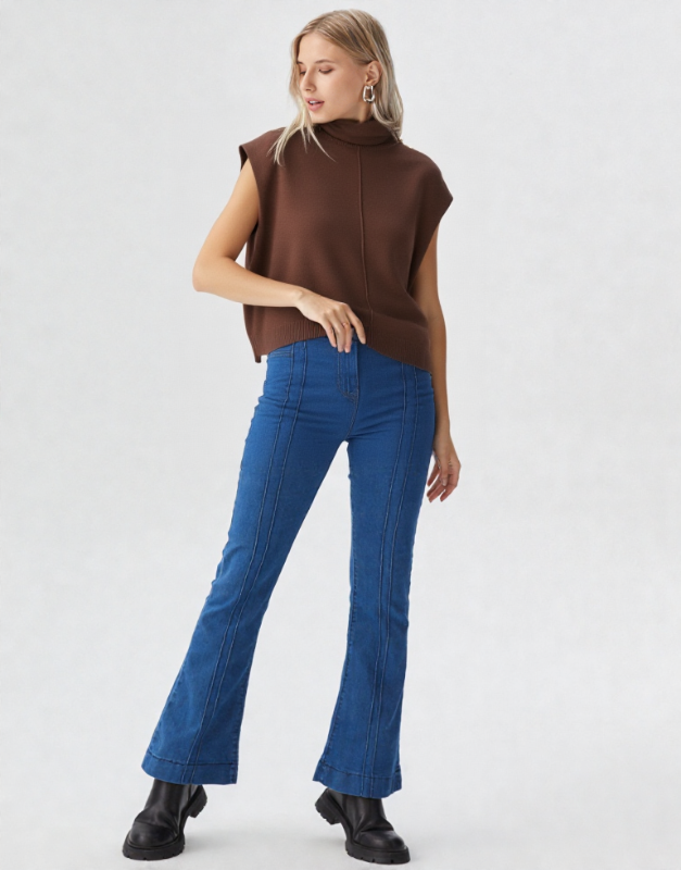 pull col roulé sans manches