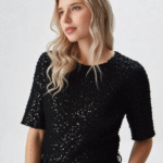 tshirt court à sequins