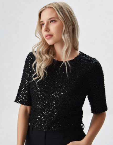 tshirt court à sequins