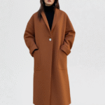 manteau long cognac