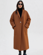 manteau long cognac