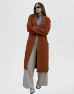 manteau long cognac
