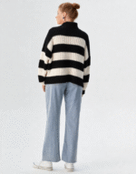 pull col roulé rayures