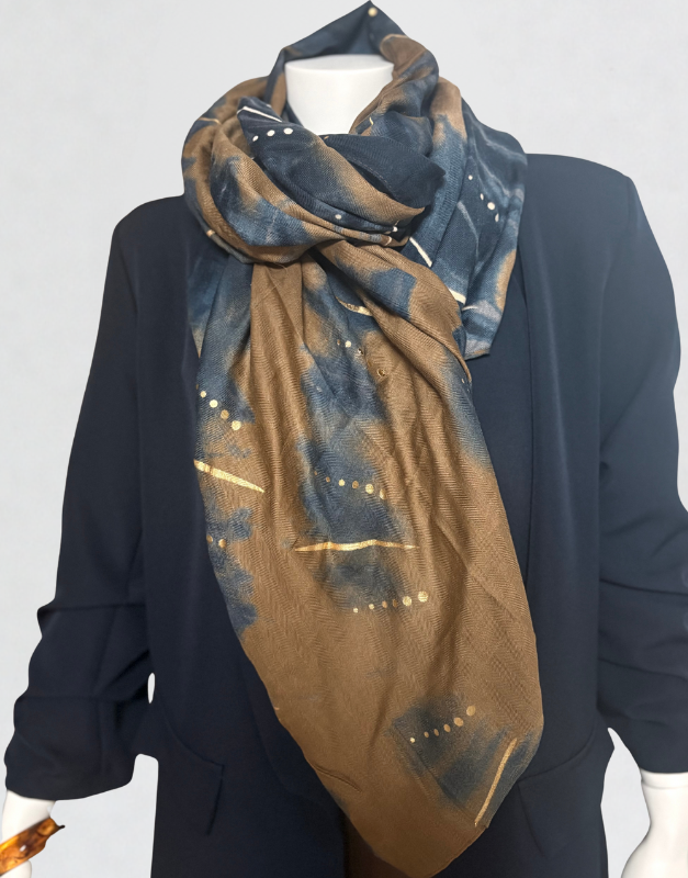 foulard bleu marine camel