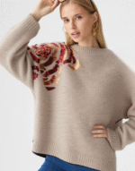 pull taupe et sequins