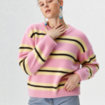 pull rose à rayures