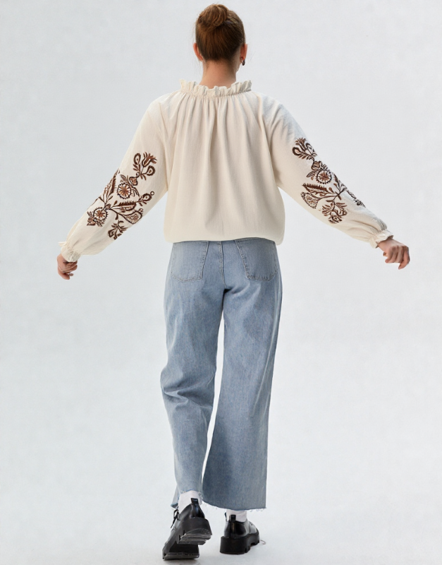 chemise manches longues broderies