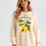 pull citron rayures
