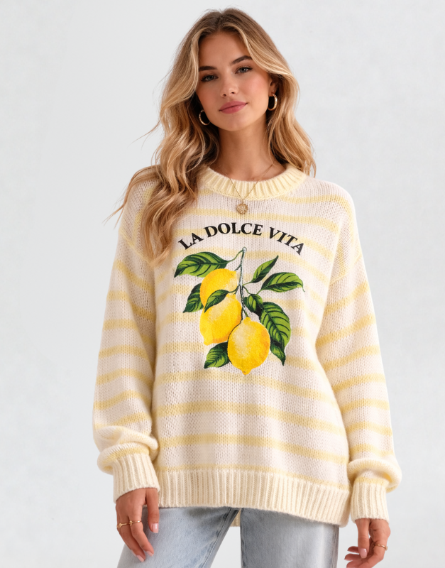 pull citron rayures